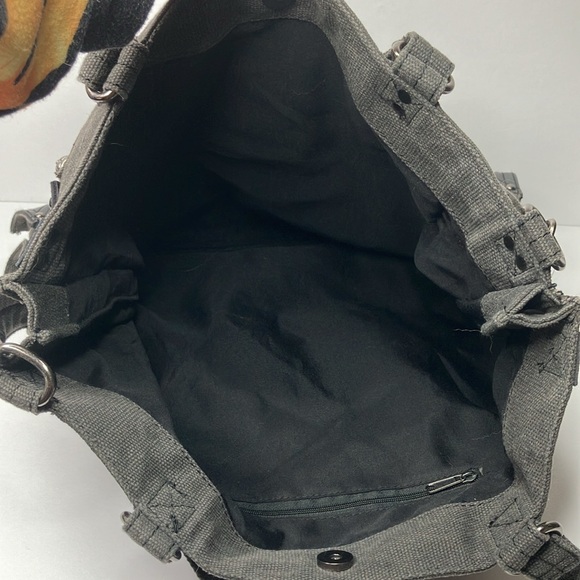 ROCK REVIVAL Aged Black Studded Denim Messenger Crossbody Laptop Bag NWT Unisex - Picture 7 of 9